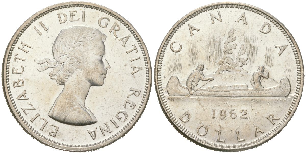 Канада 1 доллар 1962 KM 54 серебро aUNC 00-1067-2-61