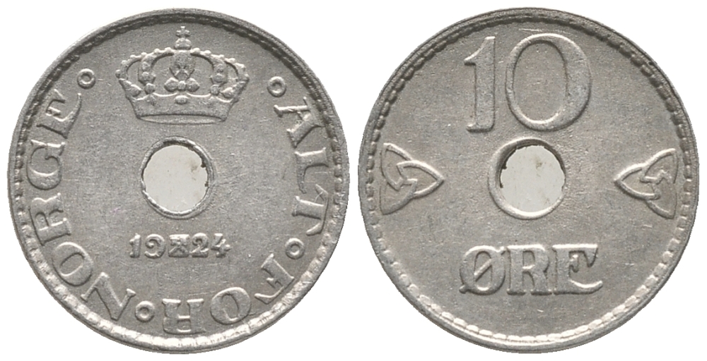 НОРВЕГИЯ 10 ЭРЕ 1924 ХОКОН VII (1905-1957) KM 383 медно-никель 100-1166