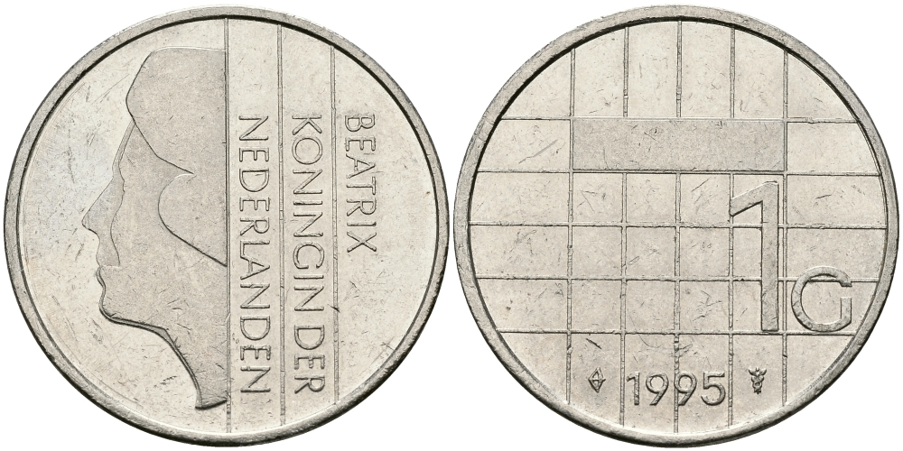 Нидерланды 1 гульден 1995 Беатрикс (1980-2013) KM 205 никель 94-737