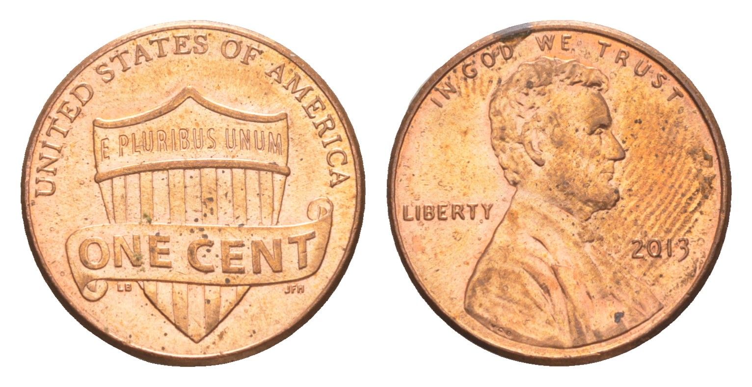 США 1 цент 2013 KM 468 цинк плакированный медью aUNC 4613-341