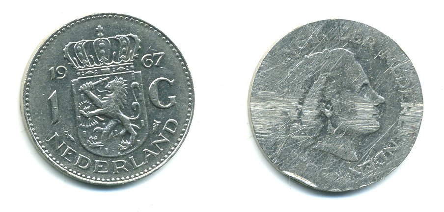 Нидерланды 1 гульден 1967 Юлиана (1948-1980) KM 184а никель 53-454