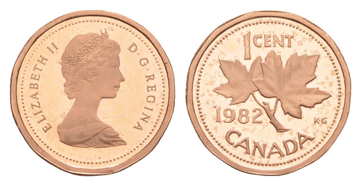 Канада 1 цент 1982 Елизавета II (1952-2022), кленовый лист KM 132 бронза PROOF 3896-1641