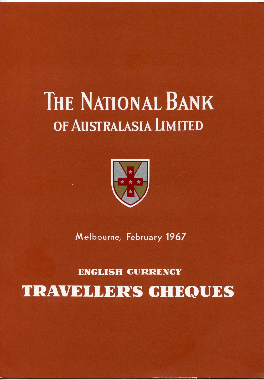 Австралия, Национальный банк Австралии 2, 5, 10, 20 и 50 фунтов 1967 дорожные чеки, оригинальный буклет, образец Specimen   бумага  UNC (пресс) 5548-3-1-2
