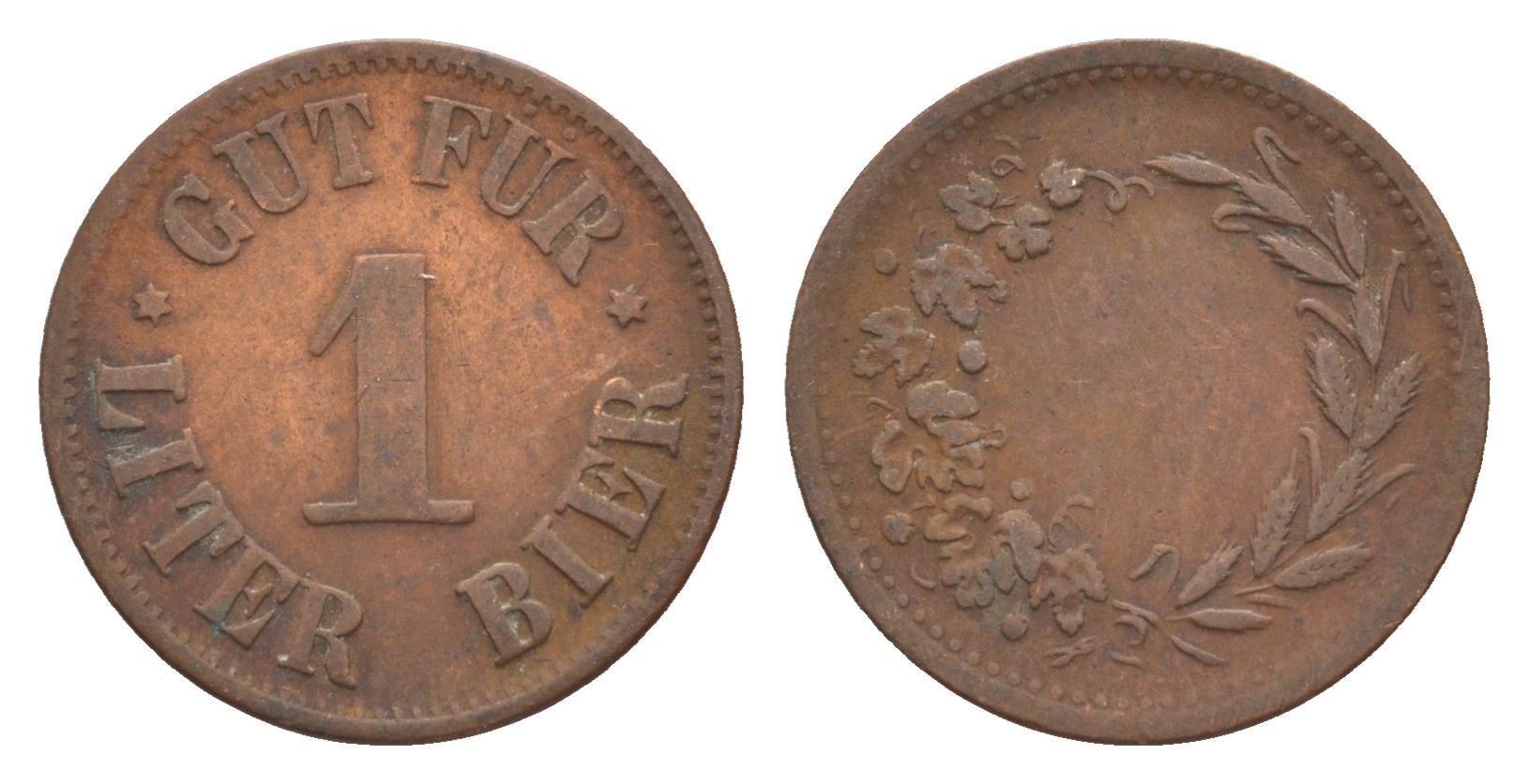 Германия жетон 1 литра пива ND брогза 4636-1251