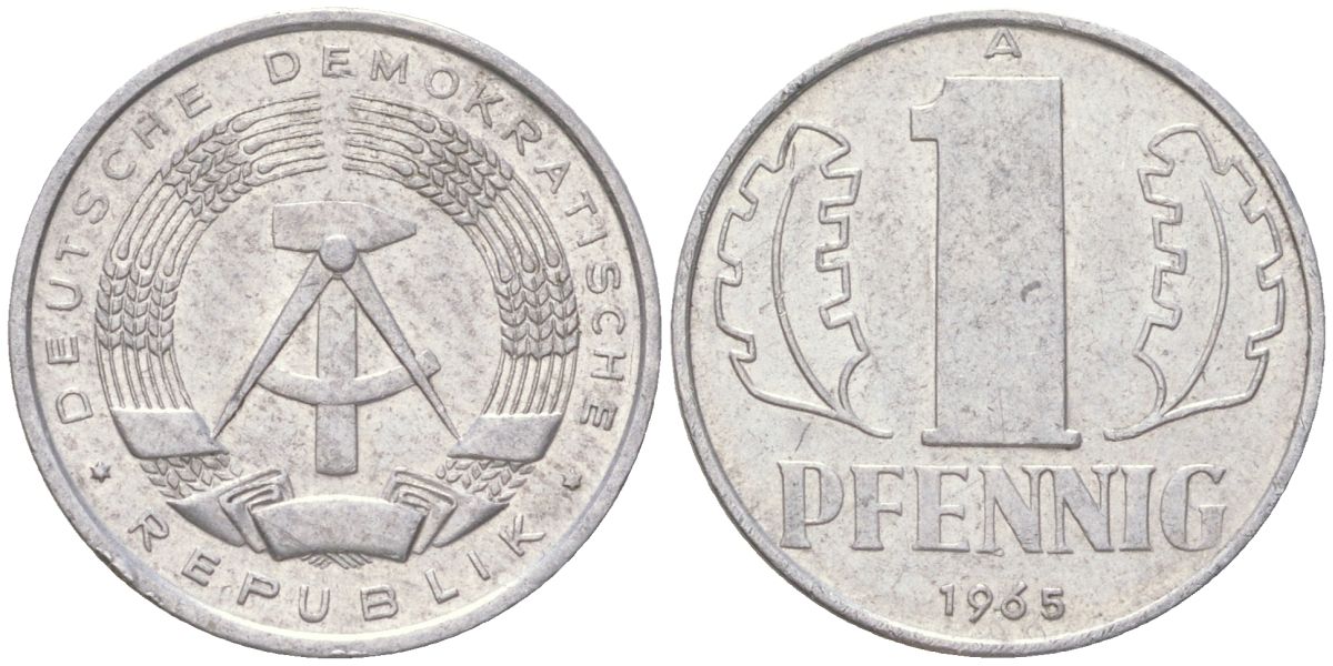 ГДР 1 пфенниг 1968 A KM 8.1 алюминий 4613-928