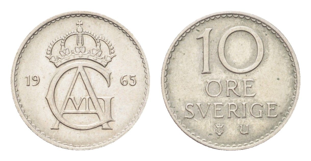 Швеция 10 эре 1965 TS Густав VI Адольф (1950-1973) KM 835 медно-никель 4705-927