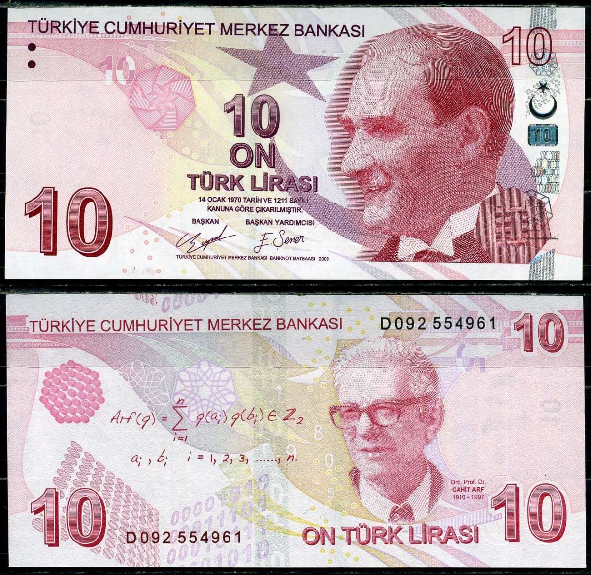 Турция 10 лир 2009 Pick 223 d бумага UNC (пресс) 401-93-2-2