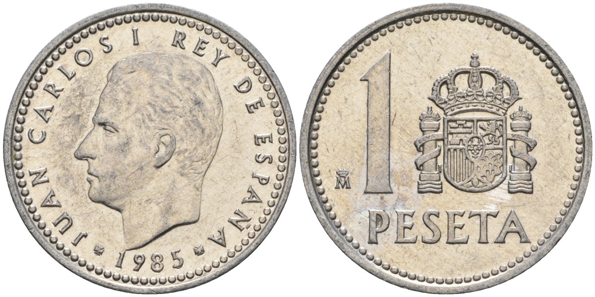 Испания 1 песета 1985 M, Хуан Карлос I (1975-2014) KM 821 алюминий 4401-611