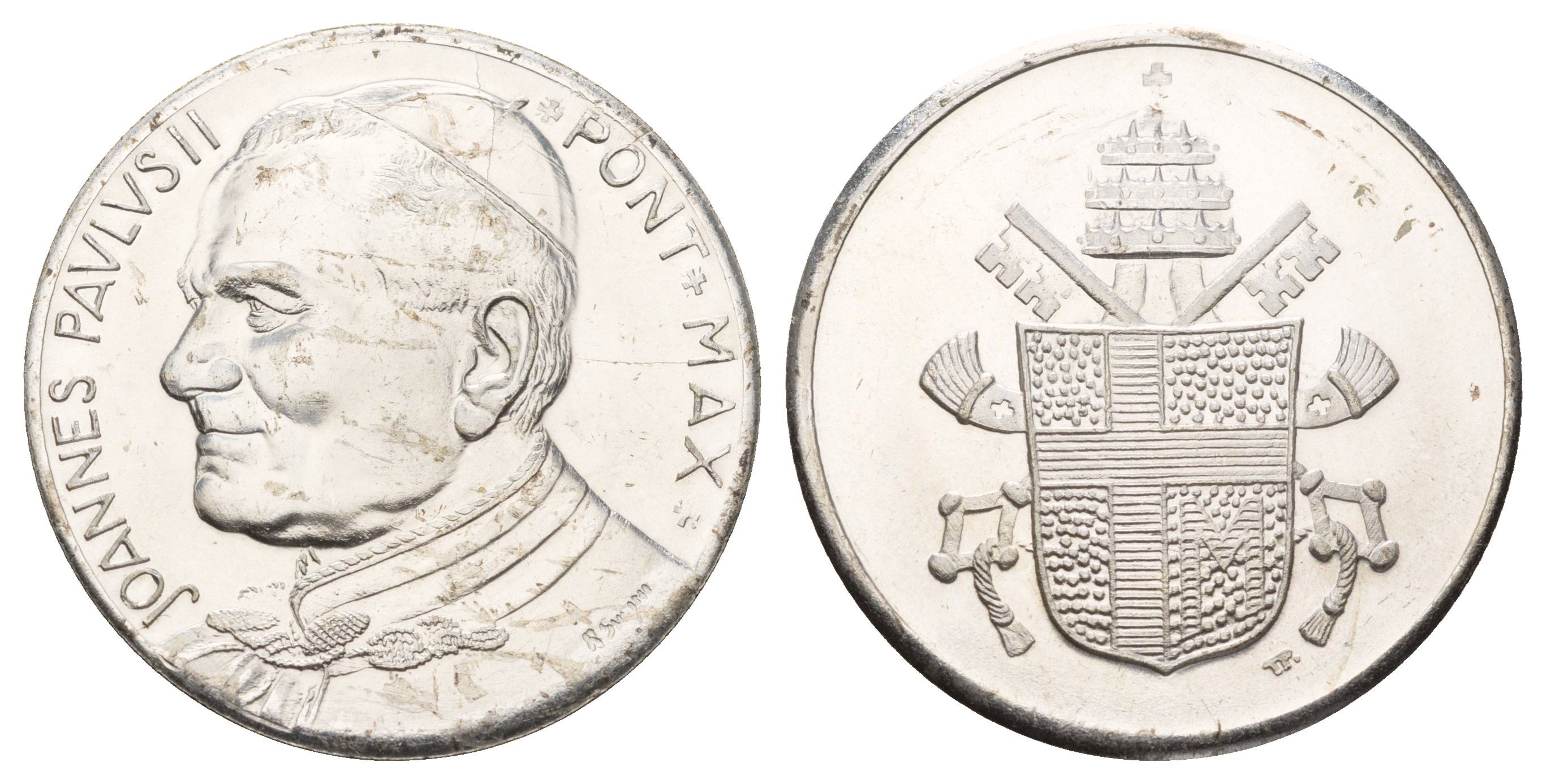 Ватикан медаль в честь избрание папой римским Иоанна Павла II ND (1978) Папский герб, диаметр 35 мм, вес 14,5 гр медно-никель плакированный серебро 4667-1236