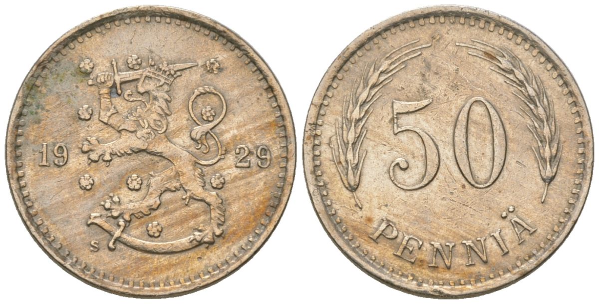 Финляндия 50 пенни 1929 S KM 26 медно-никель 4173-113
