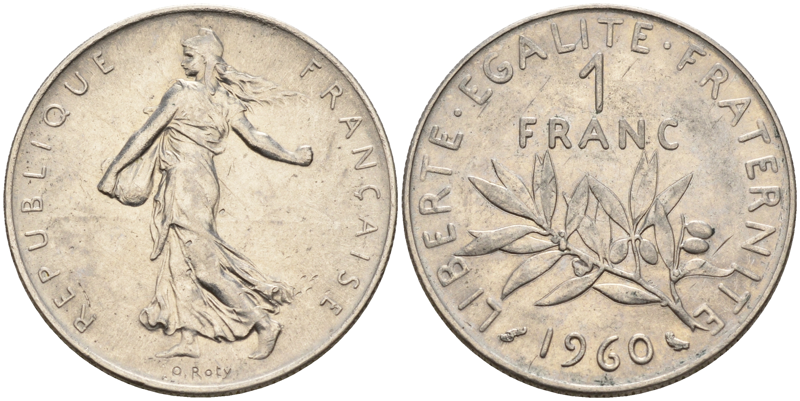 Франция 1 франк 1960 сеятель КМ 925.1 никель    4603-232