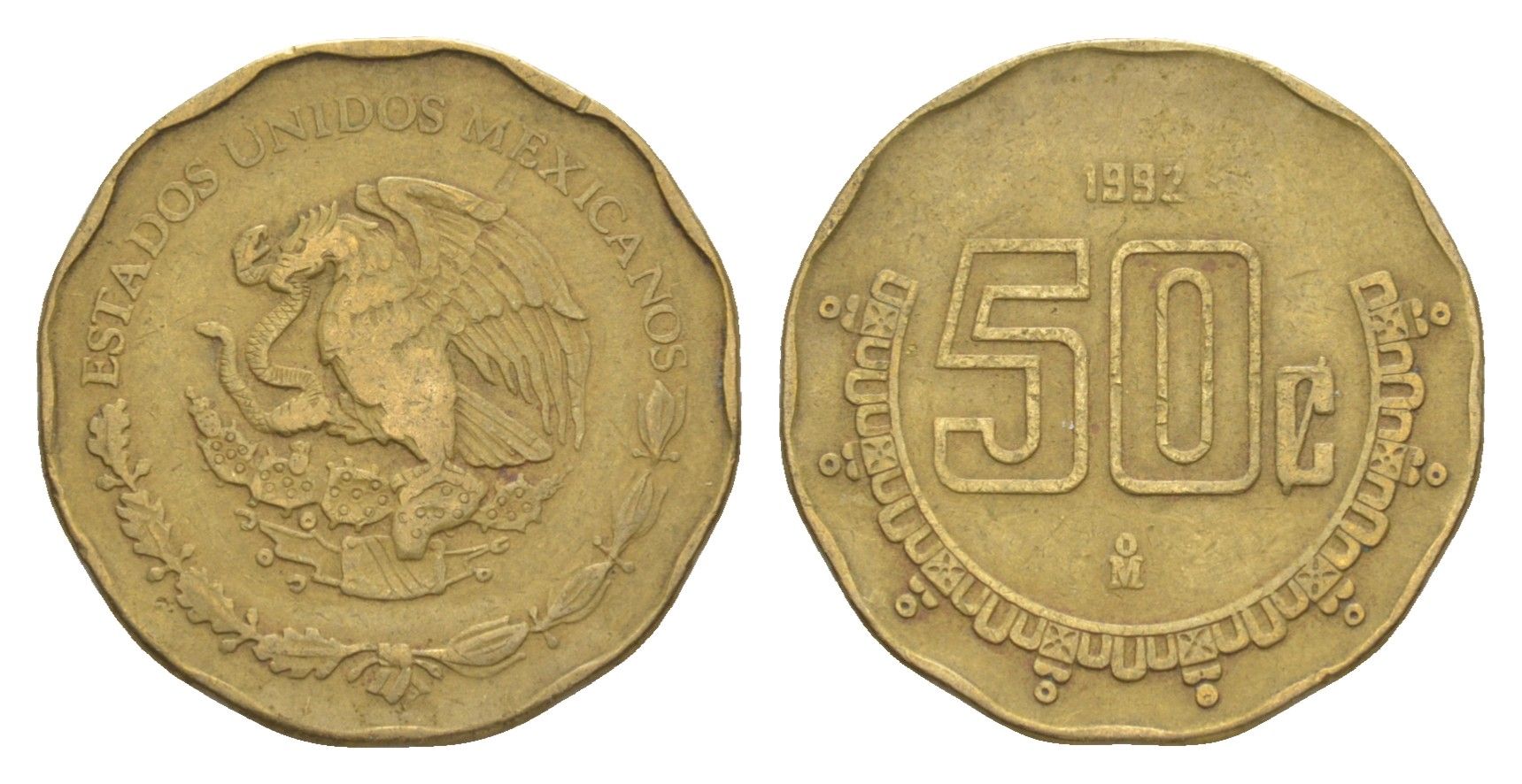 Мексика 50 сентаво 1992 KM 549 алюминиевая бронза 4644-658