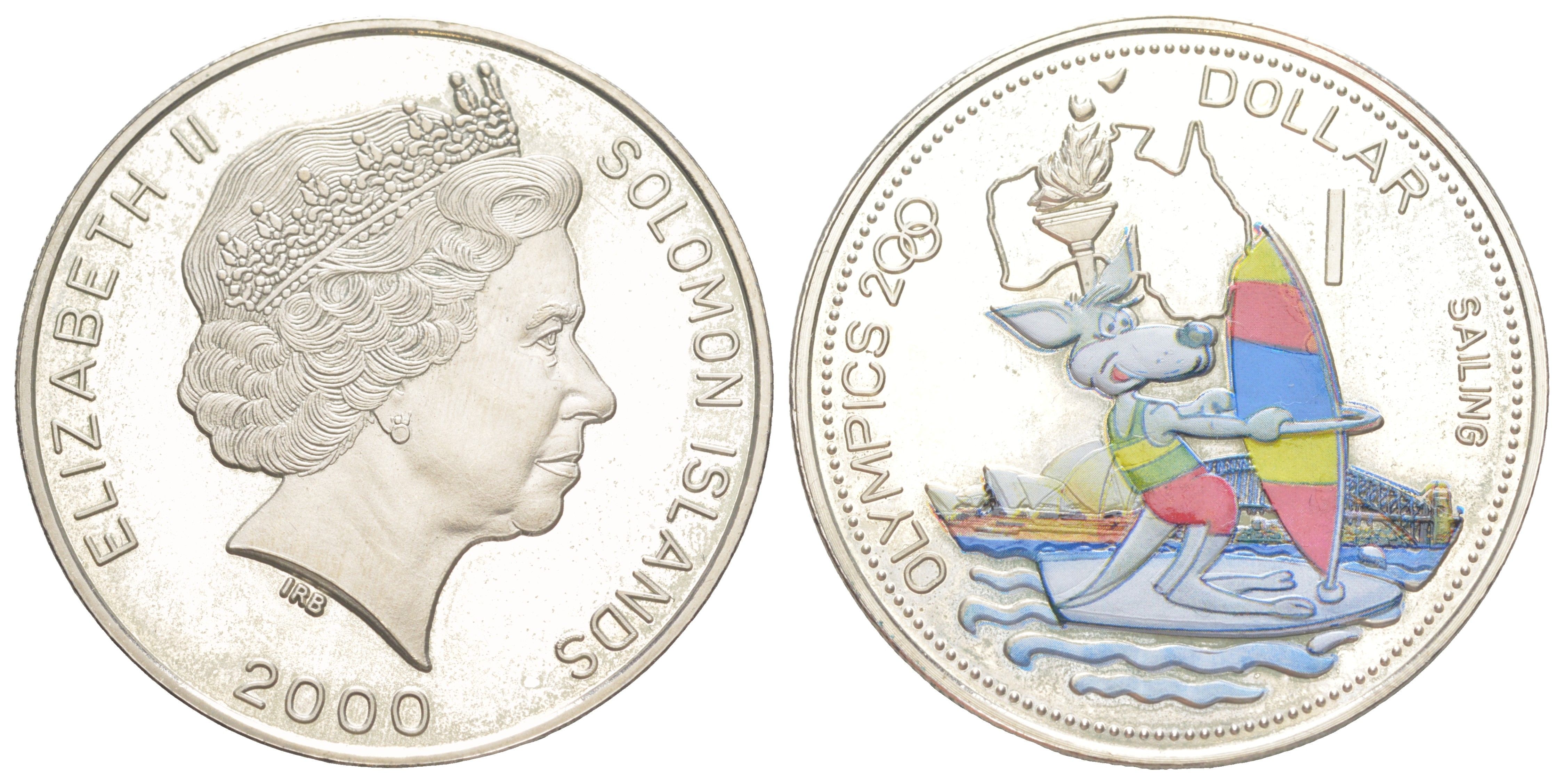 Соломоновы Острова 1 доллар 2000 XXVII Летние Олимпийские игры, Сидней 2000 - Парусный спорт KM 66 медно-никель PROOF 3896-634