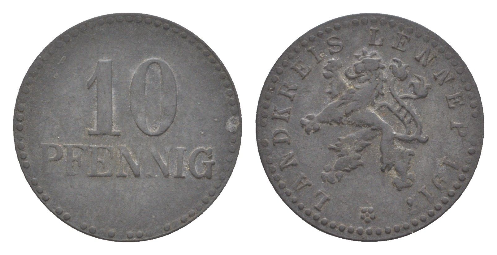 Леннеп 10 пфеннигов 1917 Funck 289.2, Men05 14939.2, Men18 18747.2 цинк 4643-963