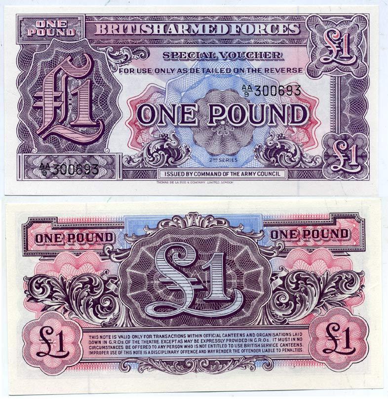 АНГЛИЯ 1 ФУНТ 1948 ДЛЯ ВООРУЖЕННЫХ СИЛ, ВТОРОЙ ВЫПУСК Pick М 22 бумага UNC (ПРЕСС) 6317-43-2