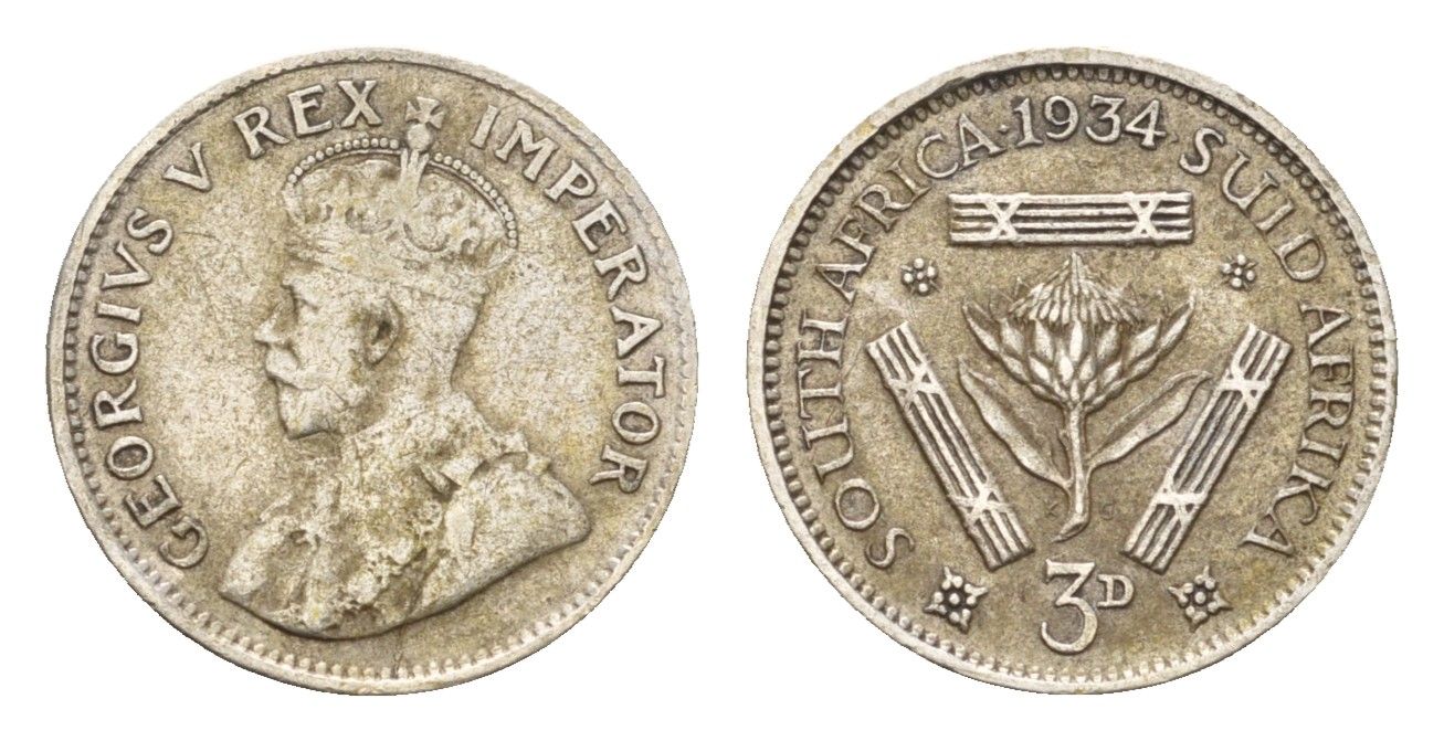 ЮАР 3 пенса 1934 Георг V (1910-1936) KM 15.2 серебро 105-1152
