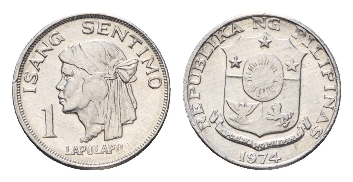 Филиппины 1 сентимо 1974 вождь острова Мактан Лапу-Лапу KM 196 алюминий UNC 4639-1218