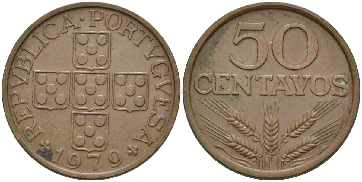 Португалия 50 сентаво 1979 KM 596 бронза 4575-231