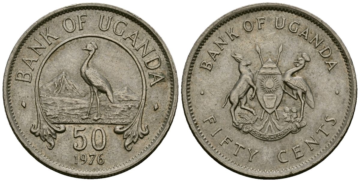 Уганда 50 центов 1976 KM 4a сталь плакированная медно-никелем 4138-225