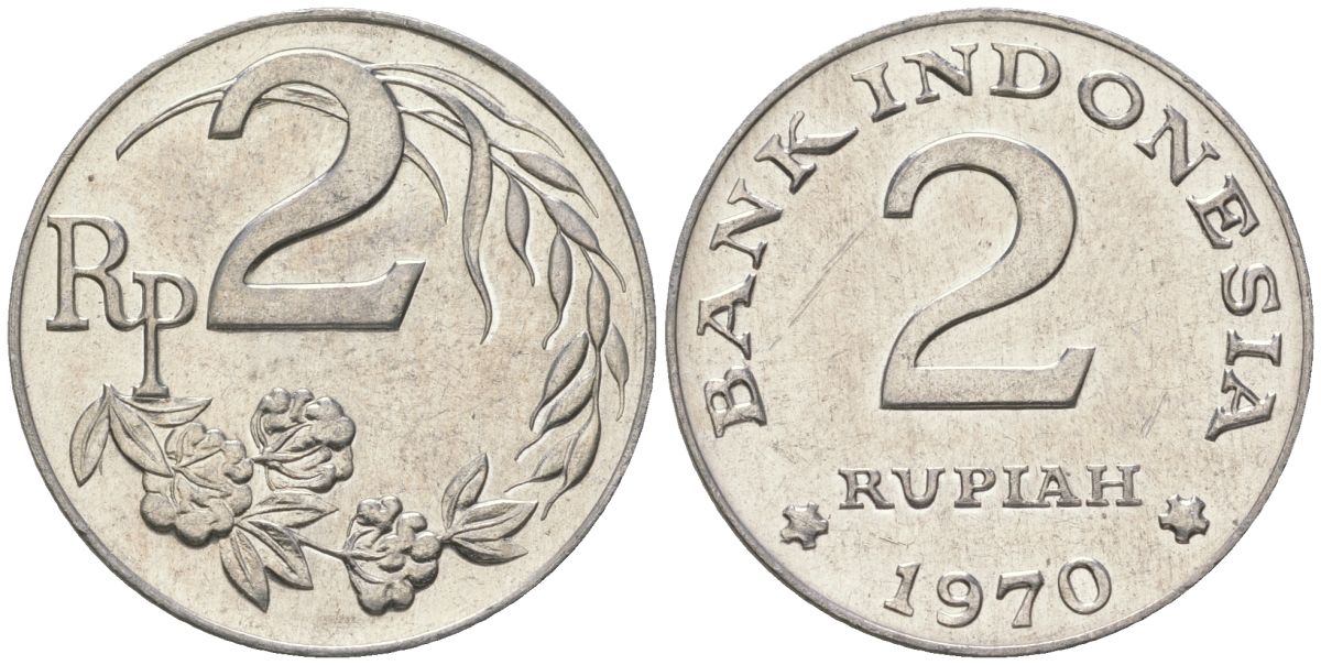 Индонезия 2 рупии 1970 KM 21 алюминий UNC 106-641