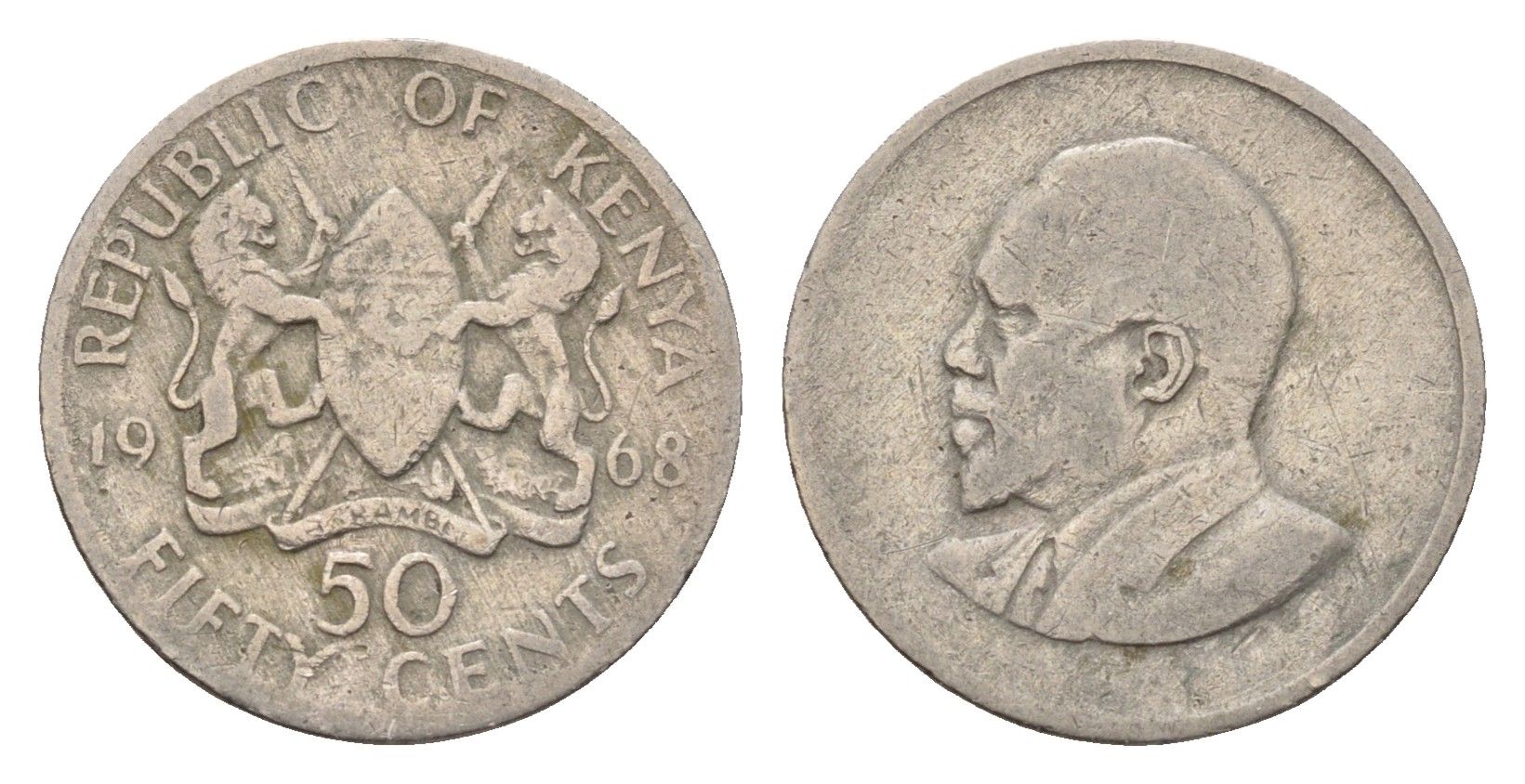 Кения 50 центов 1968 Джомо Кениата KM 4 медно-никель 4640-945