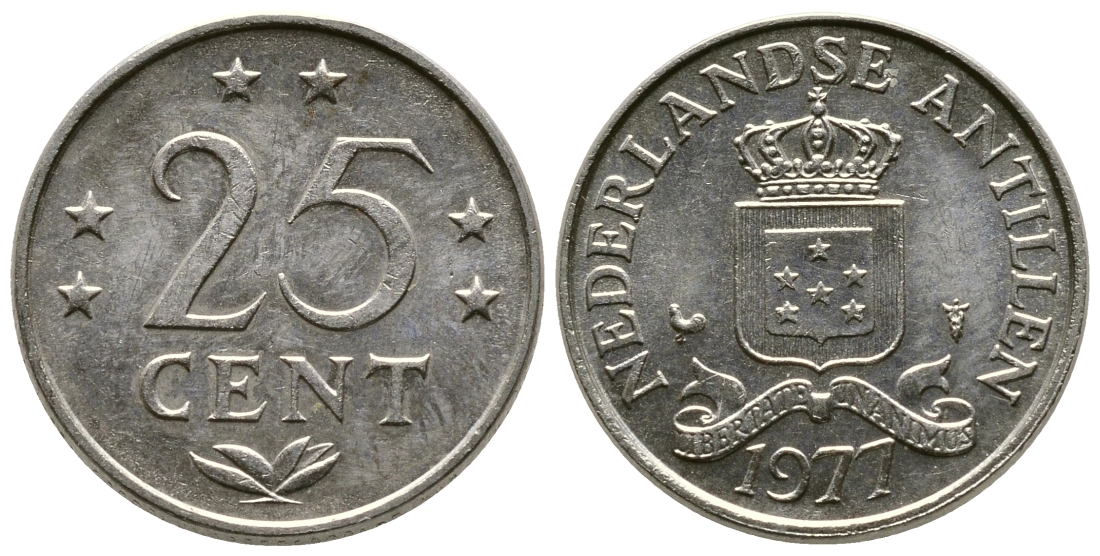 Нидерландские Антилы 25 центов 1977 Юлиана (1948-1980) KM 11 никель 3309-361