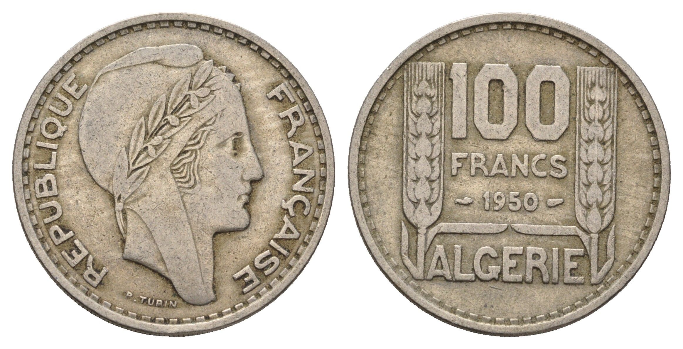Алжир 100 франков 1950 KM 93 медно-никель 4558-422
