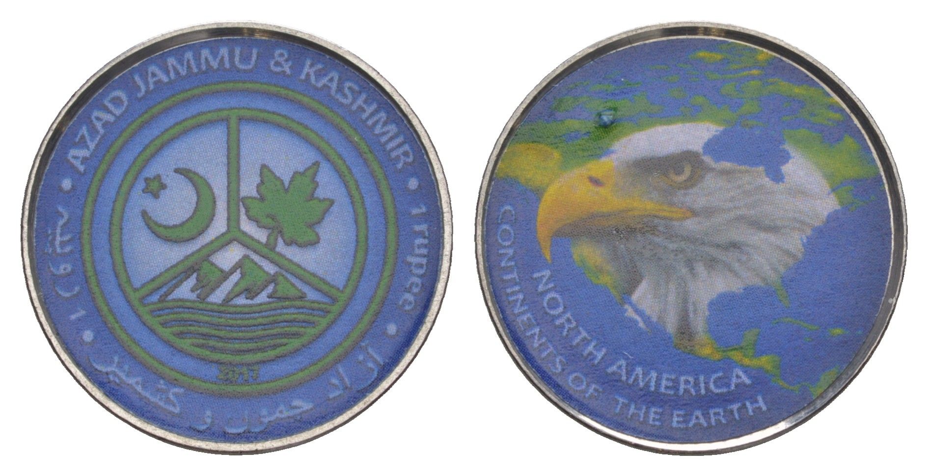 Королевство Кидаритов (Племена в Джамму и Кашмире) 1 рупия 2017 Серия «Континенты Земли» - Северная Америка никель сталь UNC 4646-1123