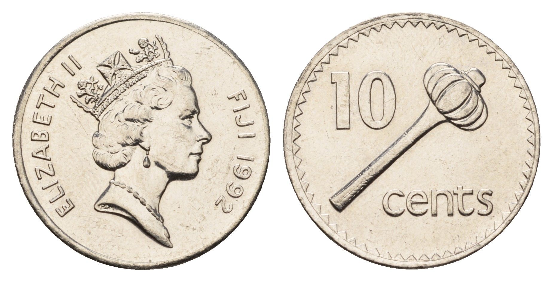 Фиджи 10 центов 1992 KM 52a цинк плакированная никелем UNC 4119-545