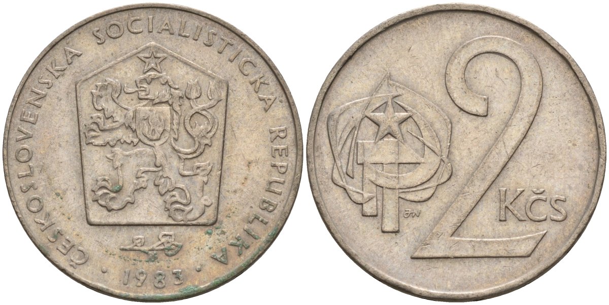 Чехословакия 2 кроны 1983 KM 75 медно-никель 4156-145