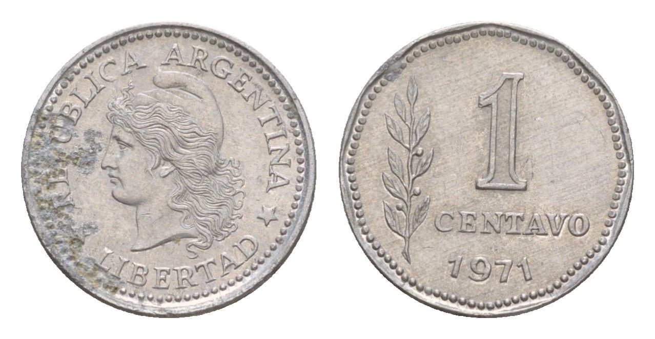 Аргентина 1 сентаво 1971 KM 64 алюминий 4649-929