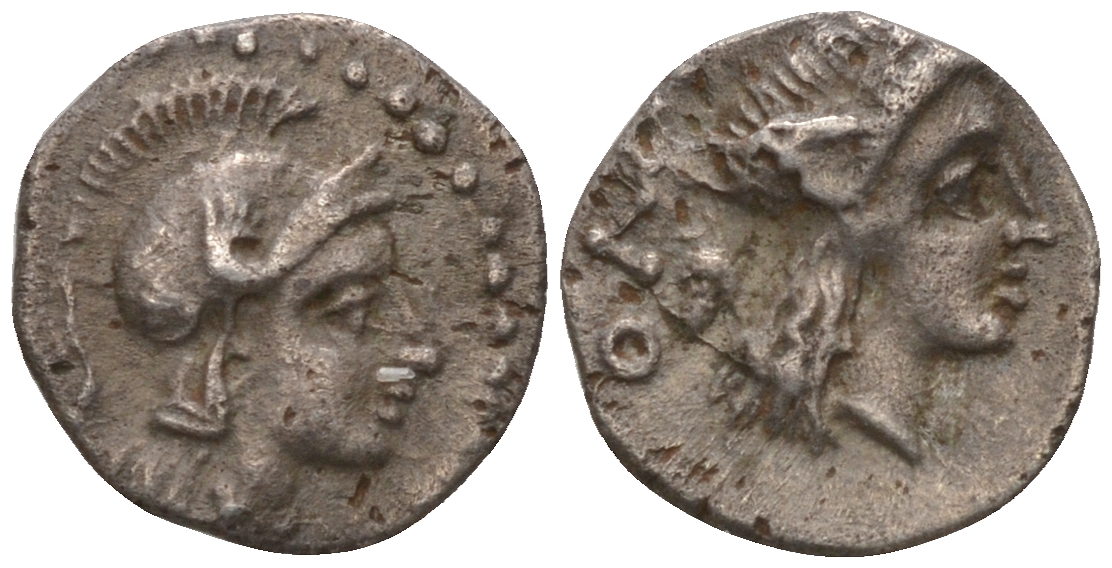 Киликия, город Холмы обол IV в. до н.э. голова Афины в аттическом шлеме / голова Аполлона, 0,57 гр SNG Levante 33 серебро 1073-15-21