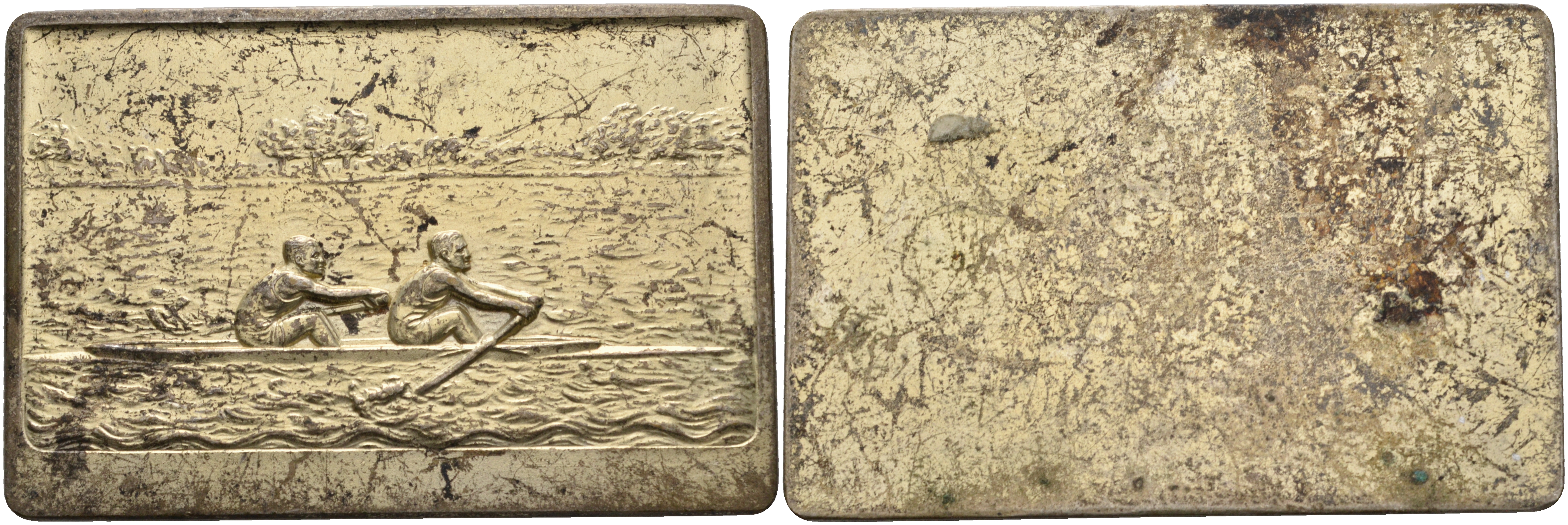 Франция плакетка ND победителю в академической гребле, размер 41 Х 61 мм, вес 39,2 гр. белый металл 1097-3-12