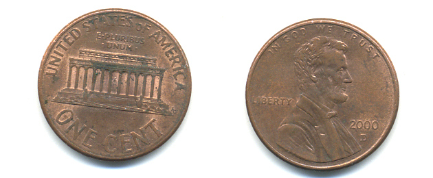 США 1 ЦЕНТ 2000 D ЛИНКОЛЬН KM 201b цинк плакированный медью 86-428