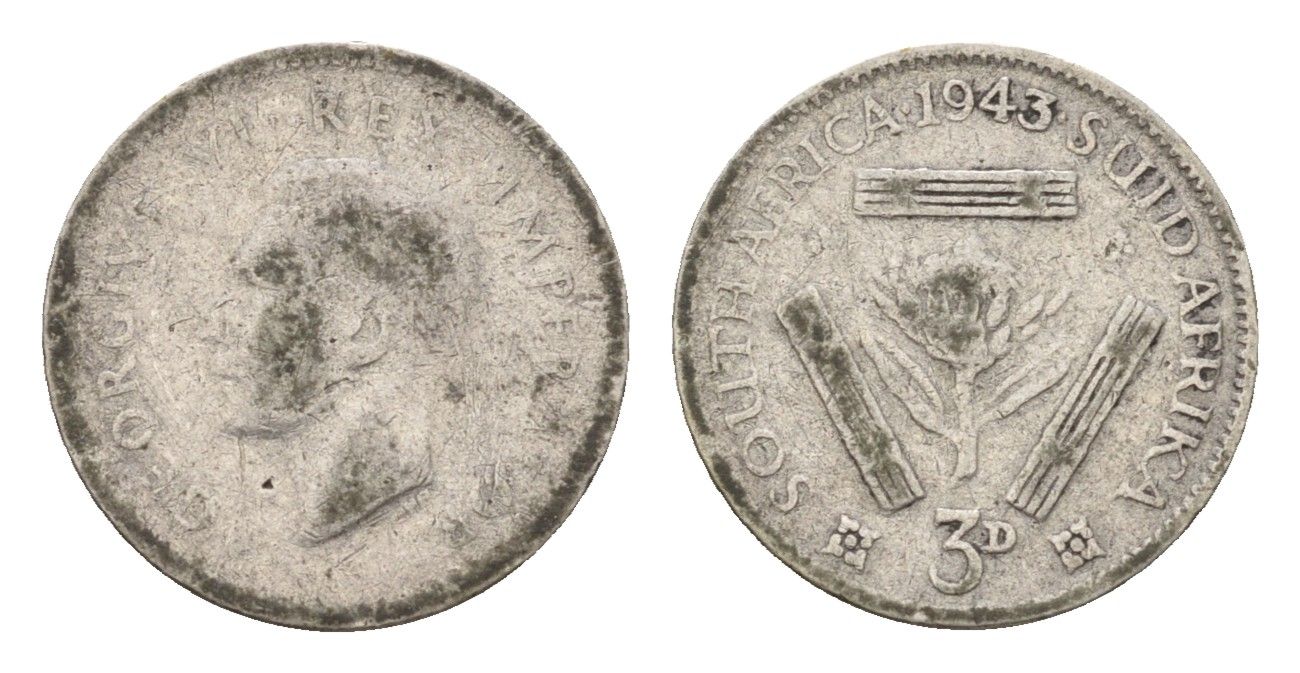 ЮАР 3 пенса 1943 Георг VI (1936-1952) KM 26 серебро 4549-253