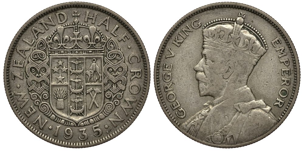 Новая Зеландия 1/2 кроны 1935 Георг V (1910-1936) KM 5 серебро 272-934