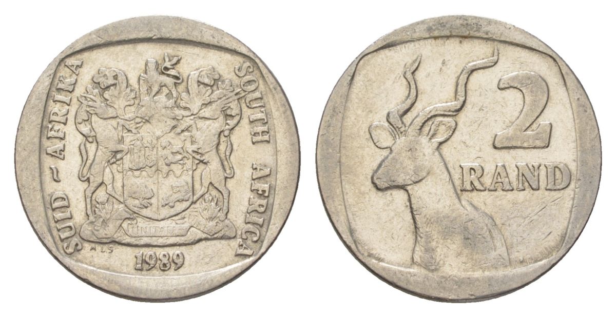 ЮАР 2 ранда 1989 KM 139 медь плакированная никелем 4626-955