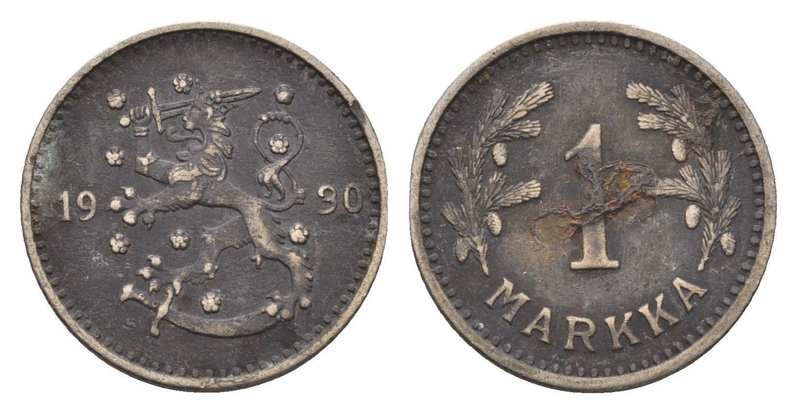 Финляндия 1 марка 1930 KM 30 медно-никель 4651-359