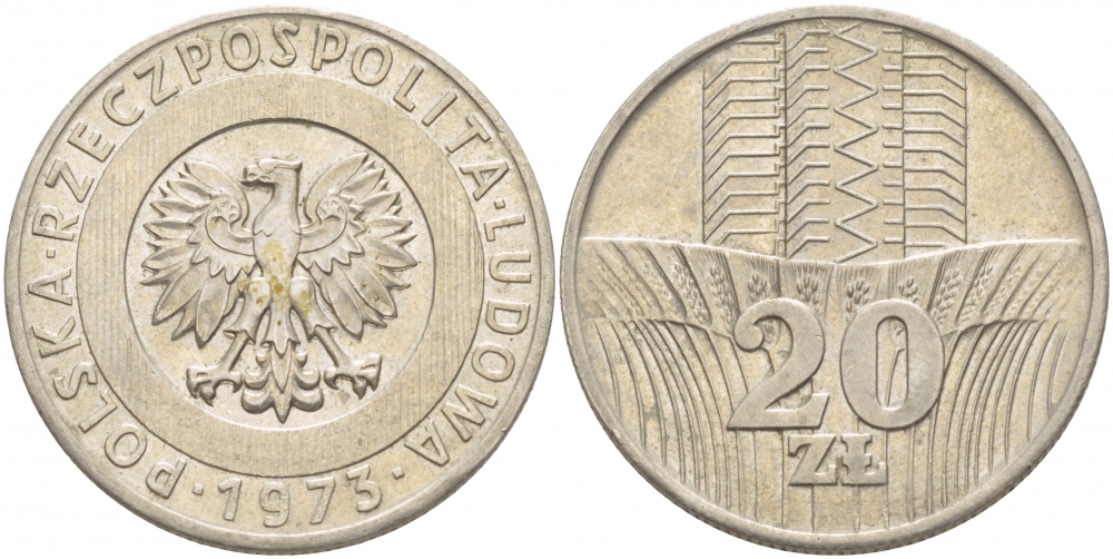 Польша 20 злотых 1973 монетный двор Кремница KM 67, Parchimowicz 245a медно-никель 4536-1233