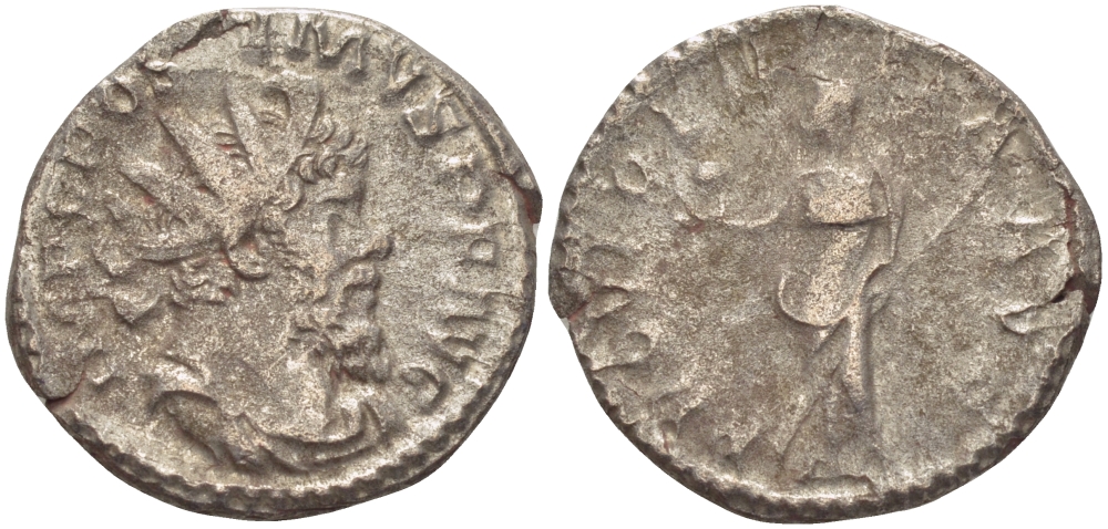 Римская Империя (императоры в Галлии) антониниан 260 - 269 Постум. IMP C POSTVMVS P F AVG / PROVIDENTIA AVG, Провиденция, держащая скипетр и сферу, Колония Агриппины, Very fine RIC 323 биллон 1073-13-73