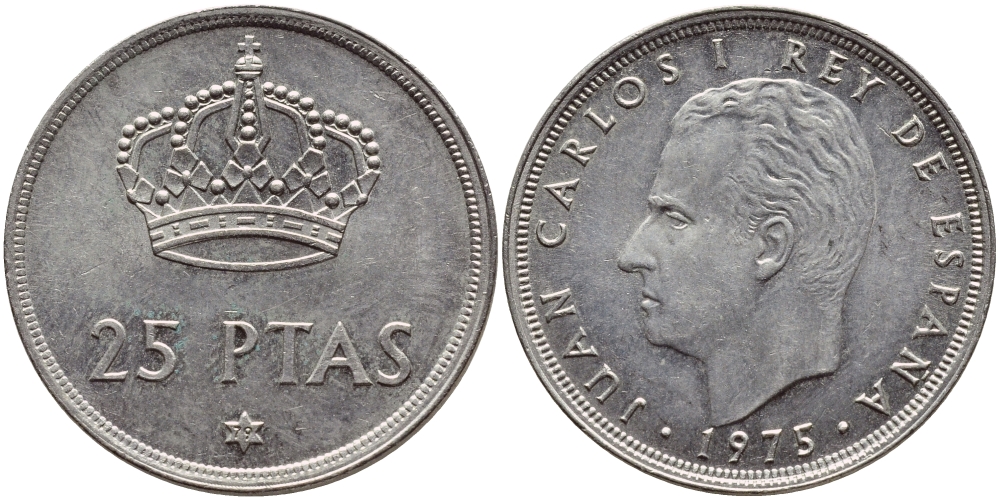 Испания 25 песет 1975 (79) Хуан Карлос I (1975-2014) KM 808 медно-никель 4398-736