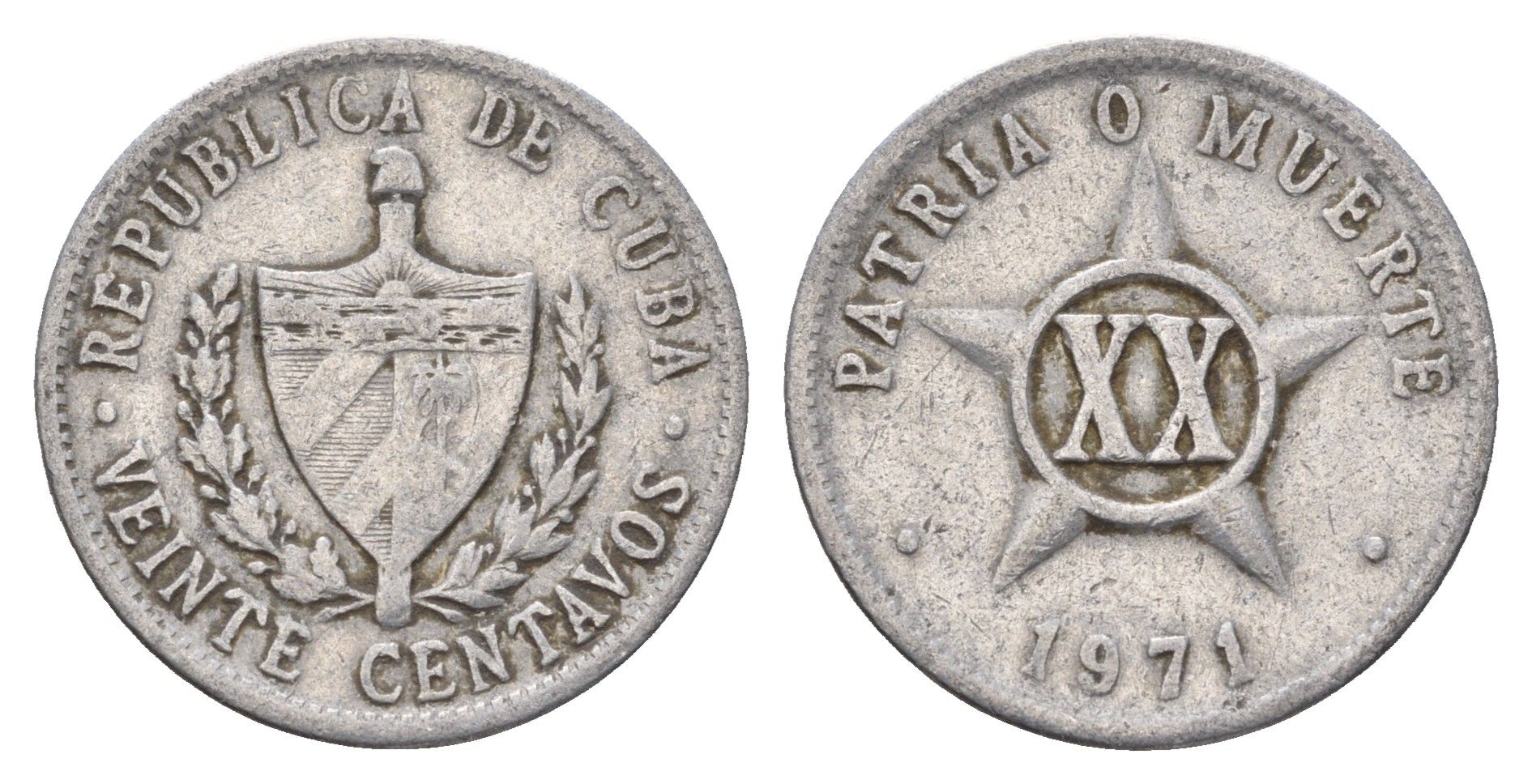 Куба 20 сентаво 1971 KM 35 алюминий 00-00
