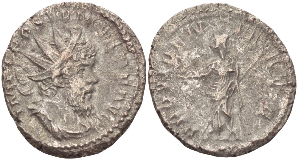 Римская Империя (императоры в Галлии) антониниан 260 - 269 Постум. IMP C POSTVMVS P F AVG / PROVIDENTIA AVG, Провиденция, держащая скипетр и сферу, Колония Агриппины, Very fine RIC 323 биллон 1073-13-42