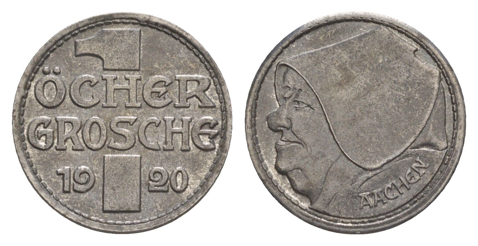 Аахен 10 пфеннигов = 1 грош 1920 Funck 1.5A, Men05 70.15, Men18 99.15 железо 4636-1239