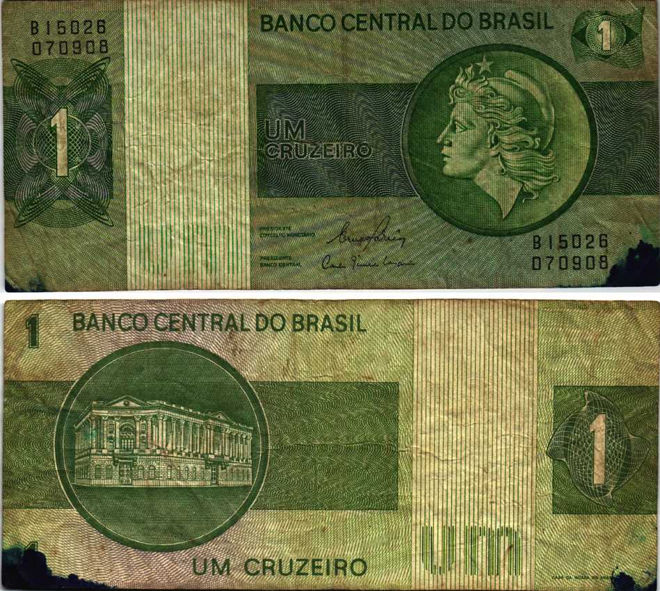 БРАЗИЛИЯ 1 КРУЗЕЙРО 1980 СЕРИЯ В15026, ПОДПИСЬ 20 Pick 191Ас бумага 6278-15-3-1