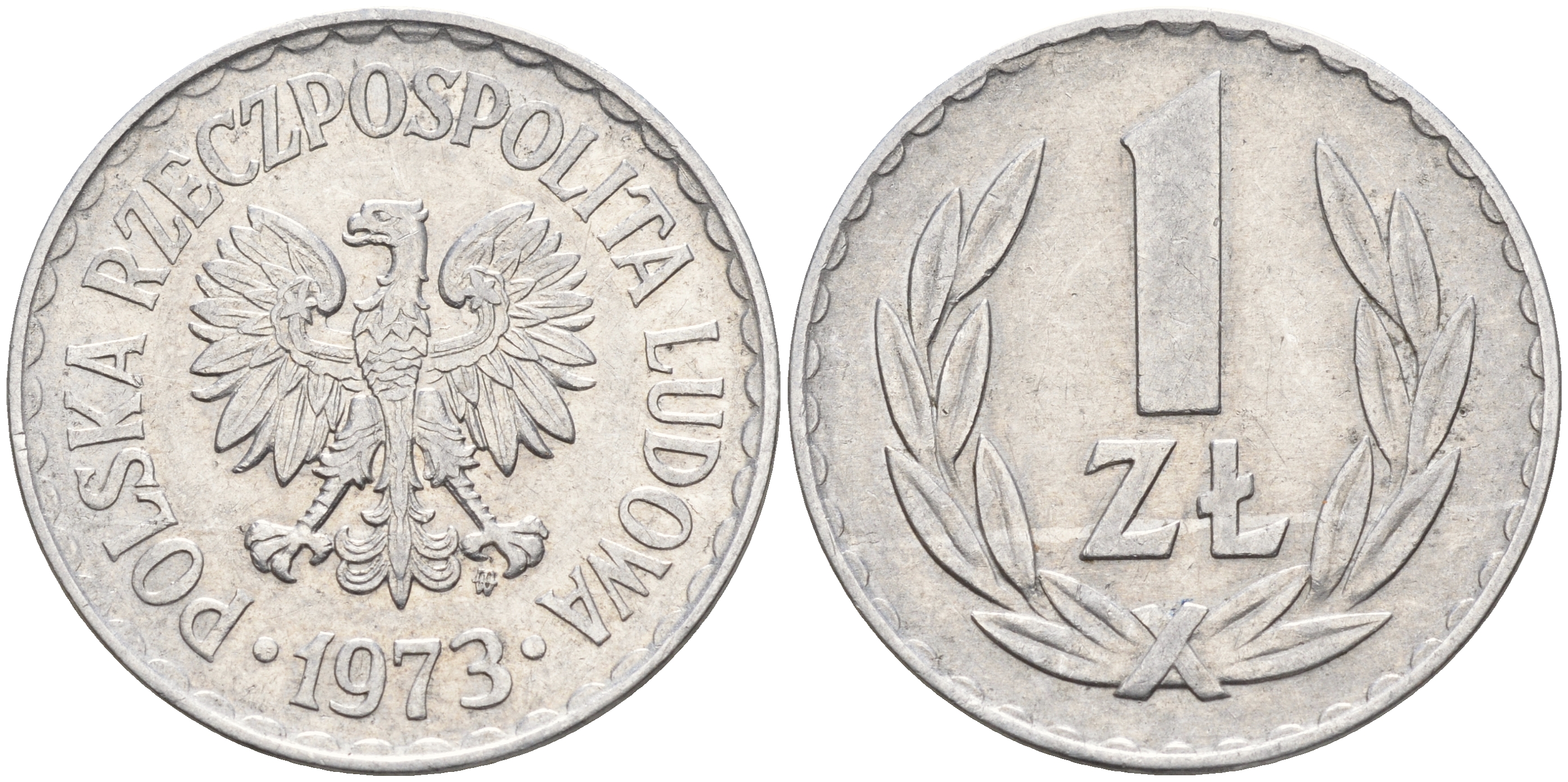 Польша 1 злотый 1973 MW KM 49.1 алюминий    4161-154