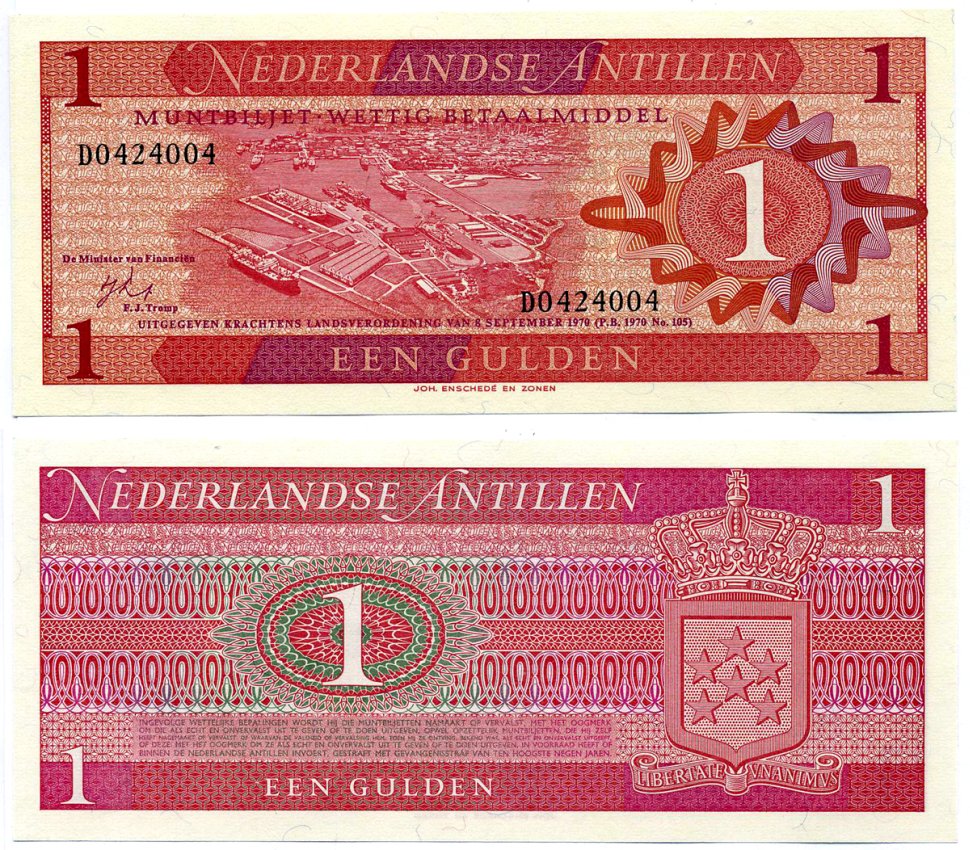 Нидерландские Антилы 1 гульден 1970 Виллемстад, Кюрасао Pick 20 а  бумага  UNC (пресс) 8603-3-3-1