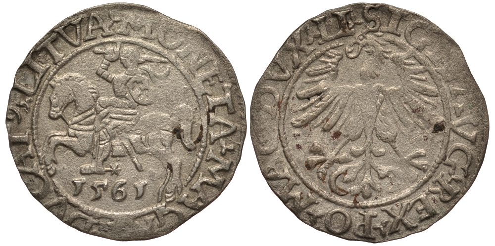 Польша 1/2 гроша 1561 Сигизмунд II Август (1544-1572), вес 1,2 гр. Gumowski 598, Kopicki 3264 серебро 1516-1443