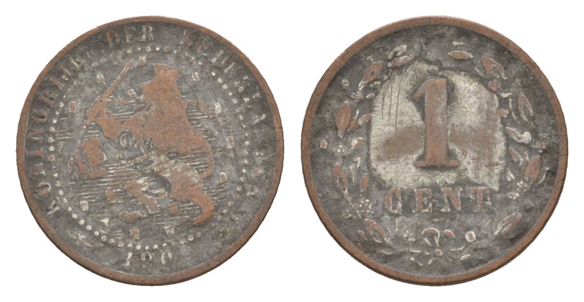 Нидерланды 1 цент 1901 Вильгельмина (1890-1948) KM 131 бронза 73-131