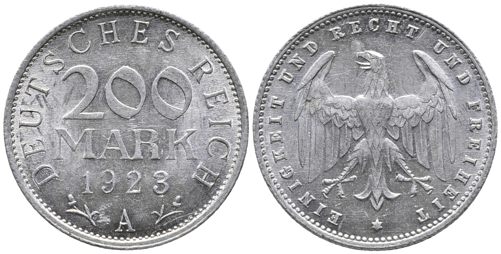 ГЕРМАНИЯ 200 МАРОК 1923 А KM 35, J. 304 алюминий 24-825
